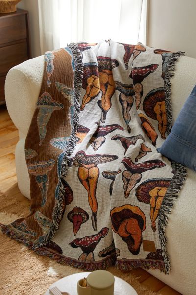 Slowtide X Cecilia Granata Sexy Mushrooms Tapestry Throw Blanket