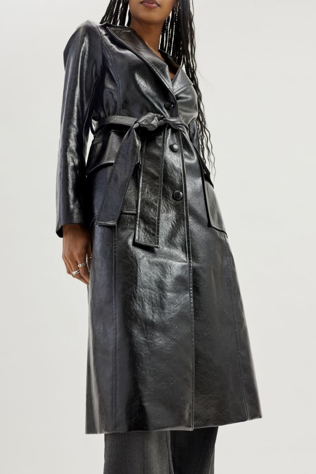 UO Chantel Faux Leather Trench Coat | Urban Outfitters