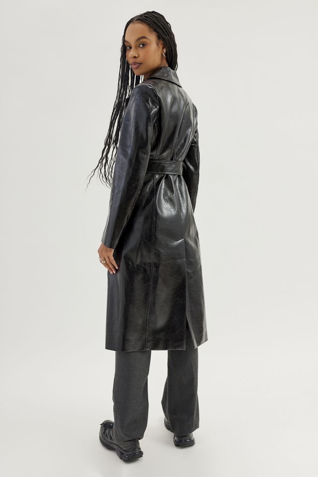 UO Chantel Faux Leather Trench Coat #1