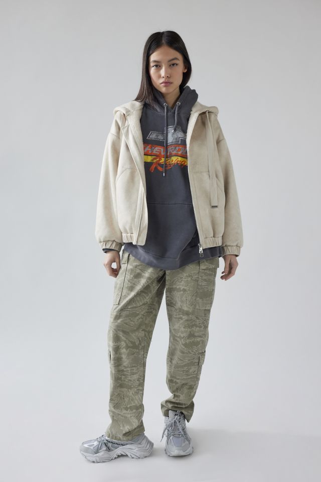 Veste kangourou en faux suède avec glissière Casey UO #1