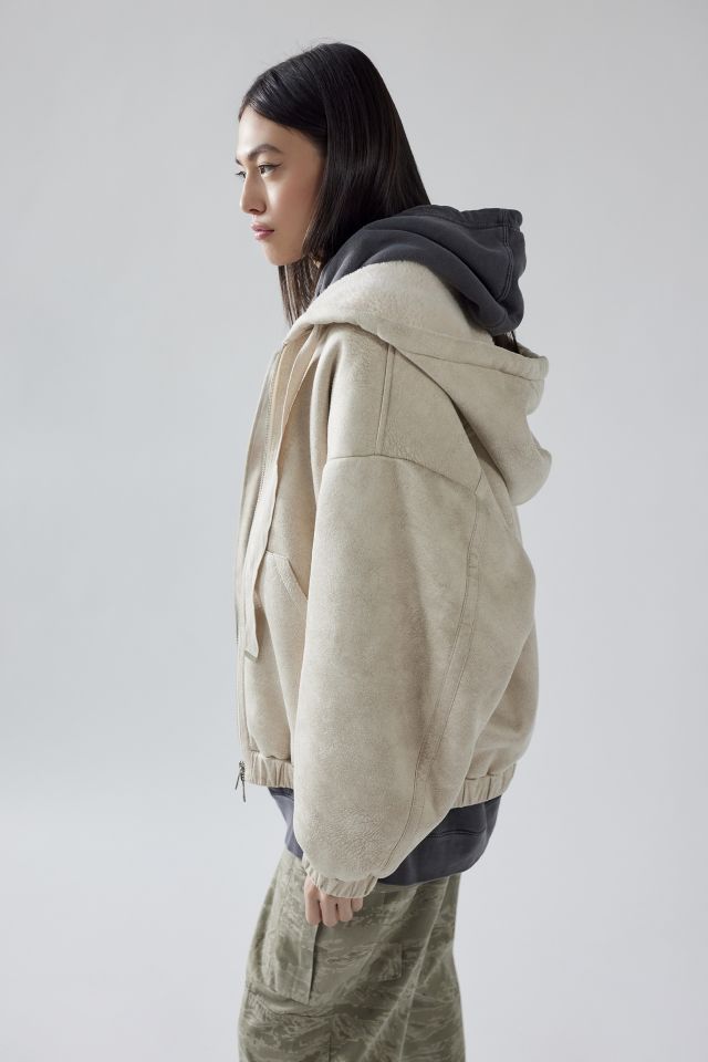 UO Casey Faux Suede Zip-Up Hoodie Jacket | Urban Outfitters