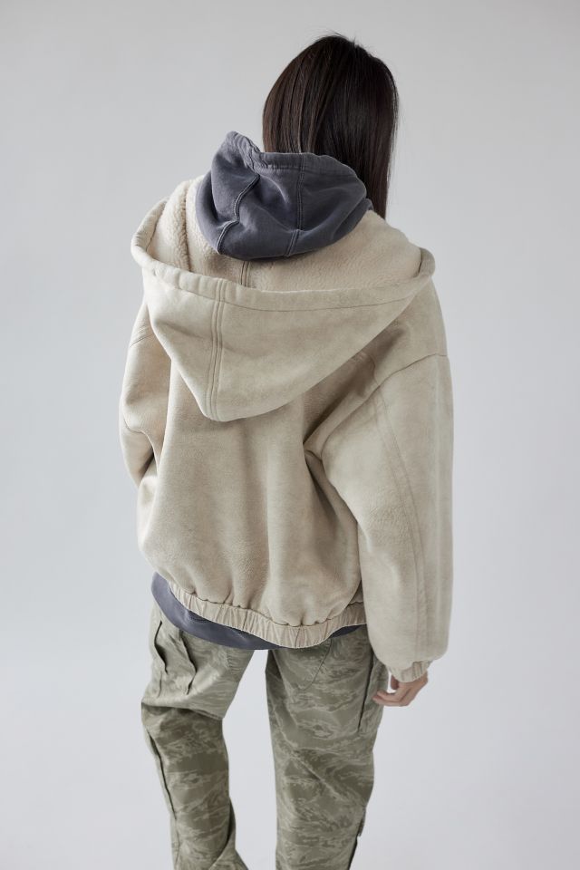 Veste kangourou en faux suède avec glissière Casey UO #3