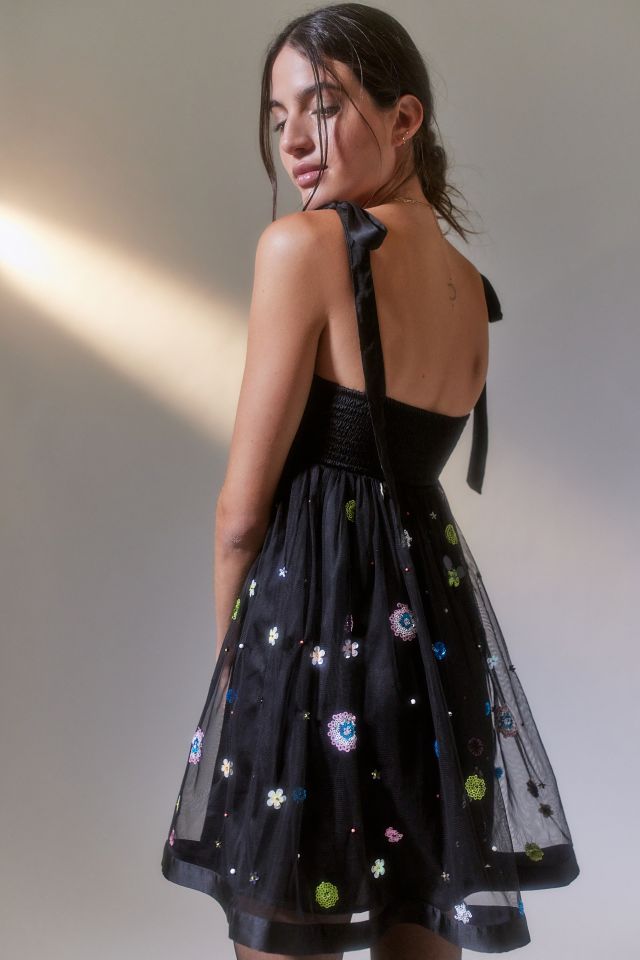 UO Isabella Embroidered Babydoll Mini Dress #1