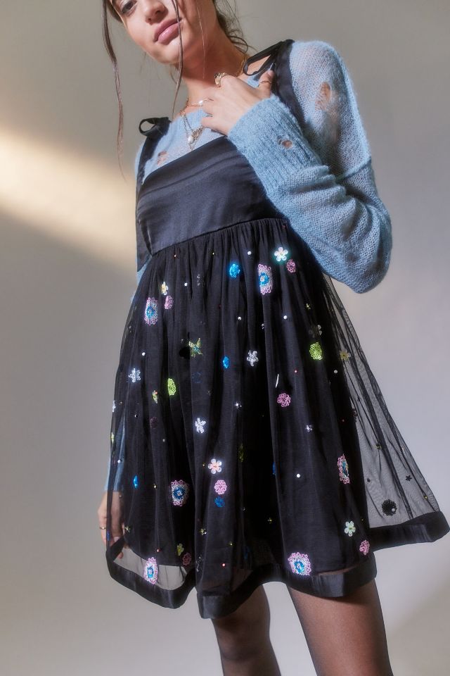 UO Isabella Embroidered Babydoll Mini Dress #3