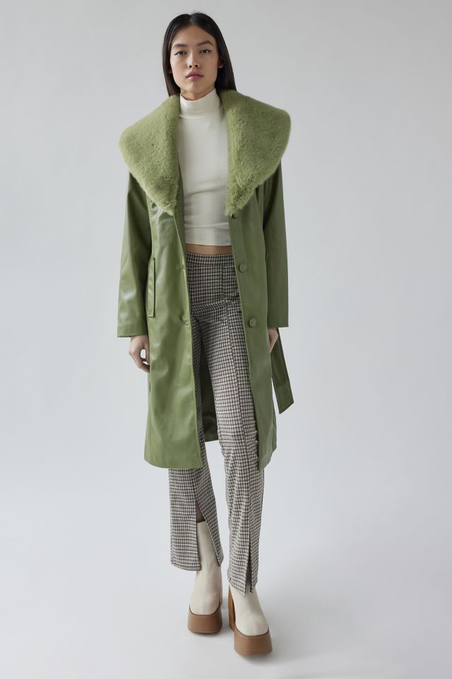 Manteau Trench UO Finn en Fausse Fourrure et Faux Cuir #1
