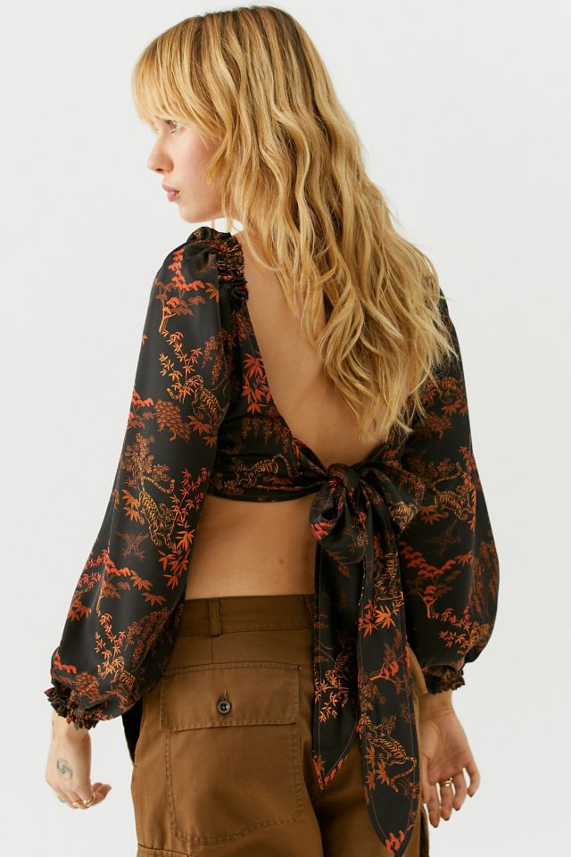 UO Caroleena Cropped Puff Sleeve Blouse #1