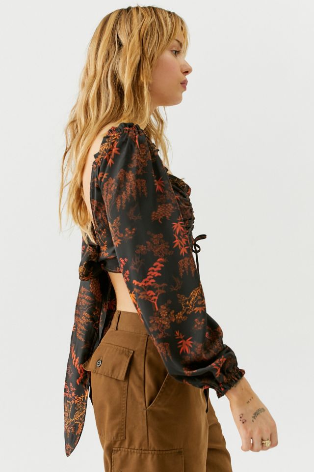 UO Caroleena Cropped Puff Sleeve Blouse #3