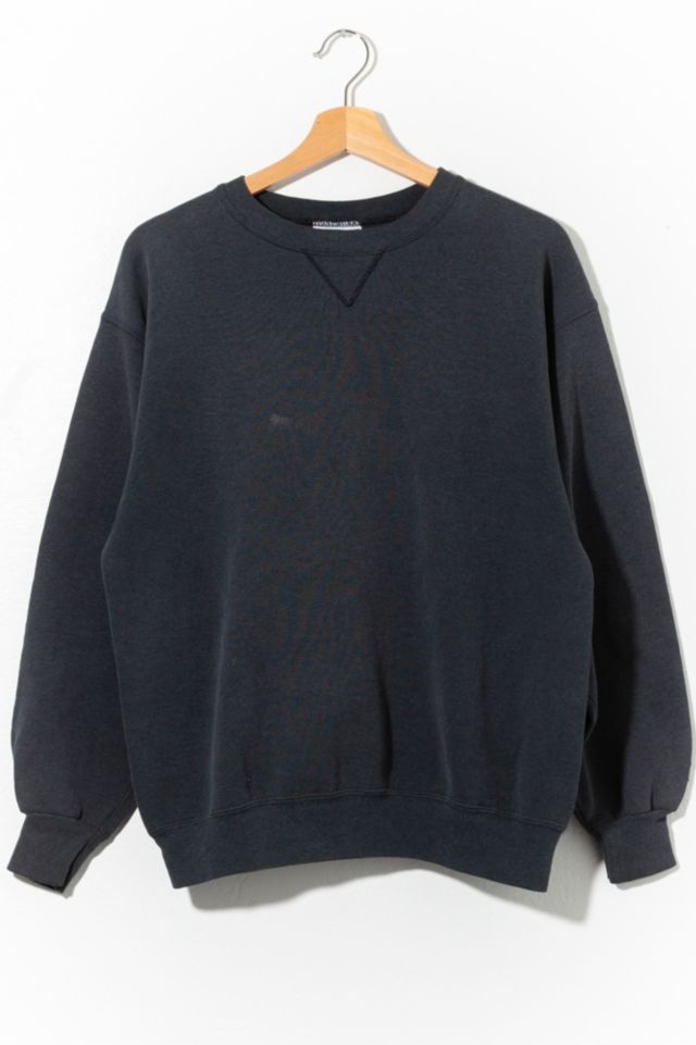 Vintage 1990s Black Blank V-Stitch Distressed Crewneck Sweatshirt ...