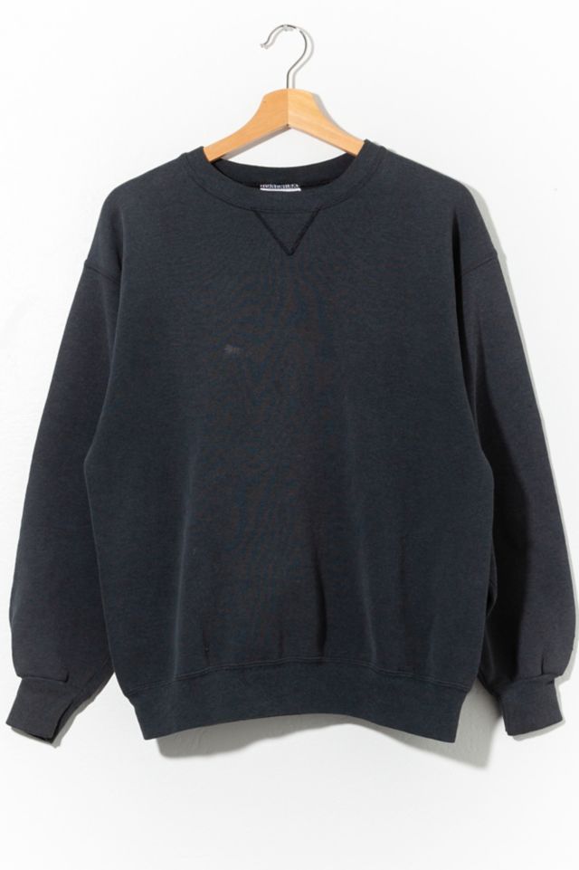 Stitched Monogram Crewneck (Black with White Stitch)