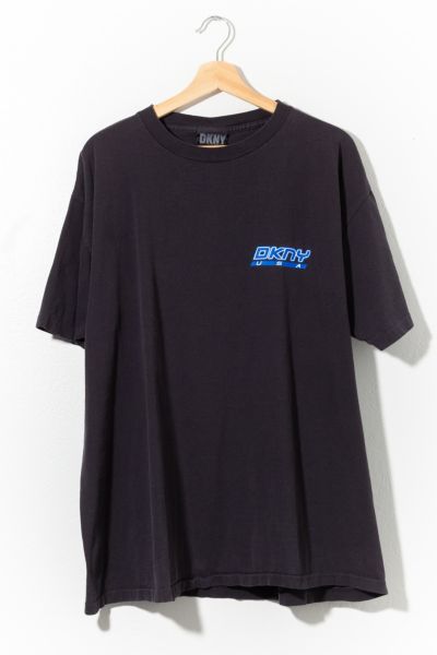 Vintage DKNY Faded Logo Brand Medium Size Single stitch T shirt Black Colour Shirt Unisex Shirt