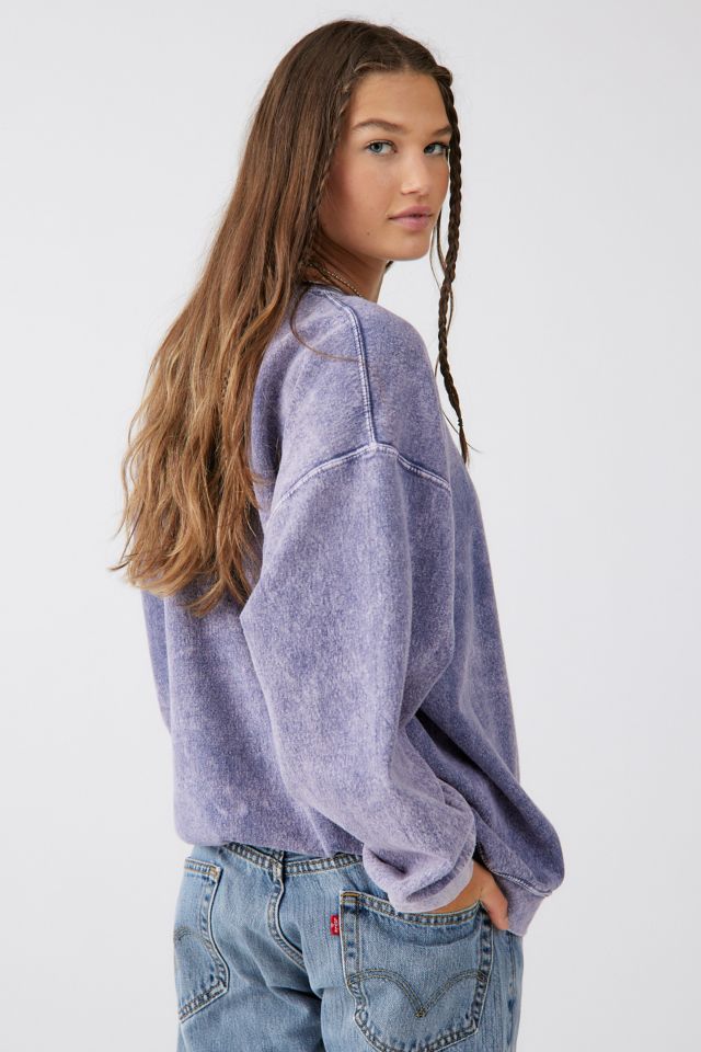 Urban Renewal Remade Acid Wash Mini Heart Crew Neck Sweatshirt #2