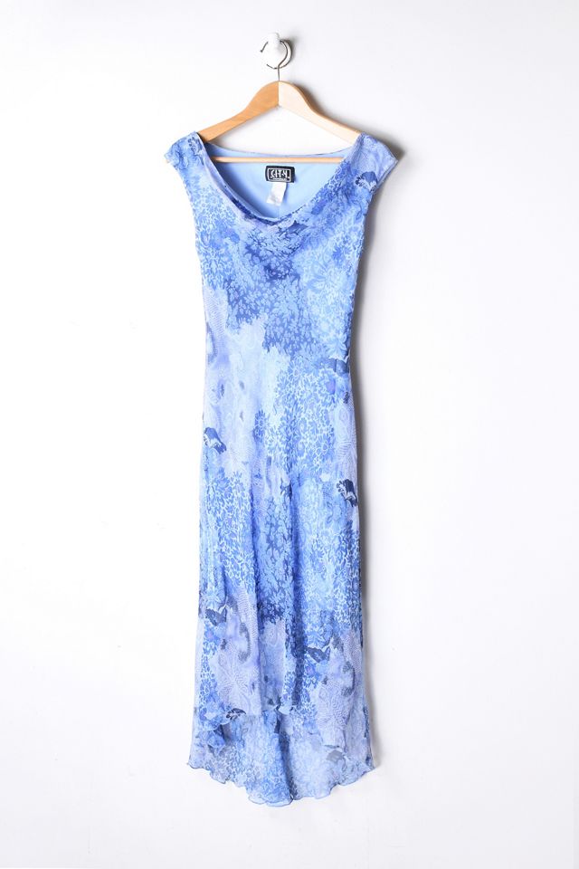 ice blue vintage dress 1970's Vintage Cold Shoulder Ice Blue Ruffle Dress and Belt – Strange  Vintage