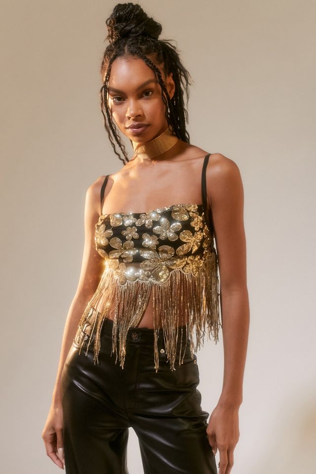 Fringe sequin top online