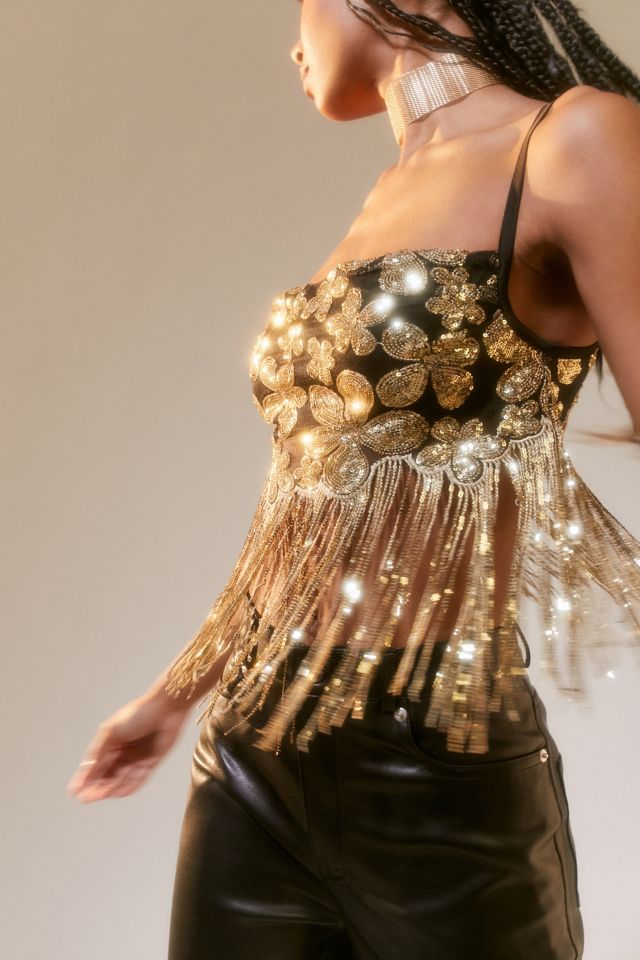 For Love & Lemons Collette Sequin Fringe Top #3