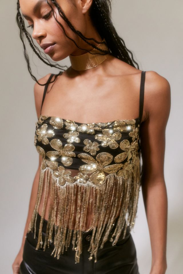 For Love & Lemons Collette Sequin Fringe Top #4