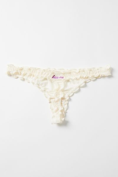 Out From Under Sweet Nothings Embroidered Thong In Kiss Me