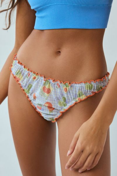 Shop Out From Under Sweet Nothings Embroidered Thong In Fruit Sign, Women's At Urban Outfitters