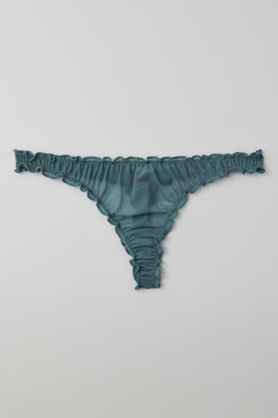 Out From Under Sweet Nothings Embroidered Thong In Teal