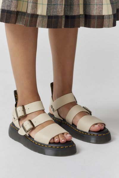 Gryphon Quad Leather Sandals In Parchment Beige-neutral