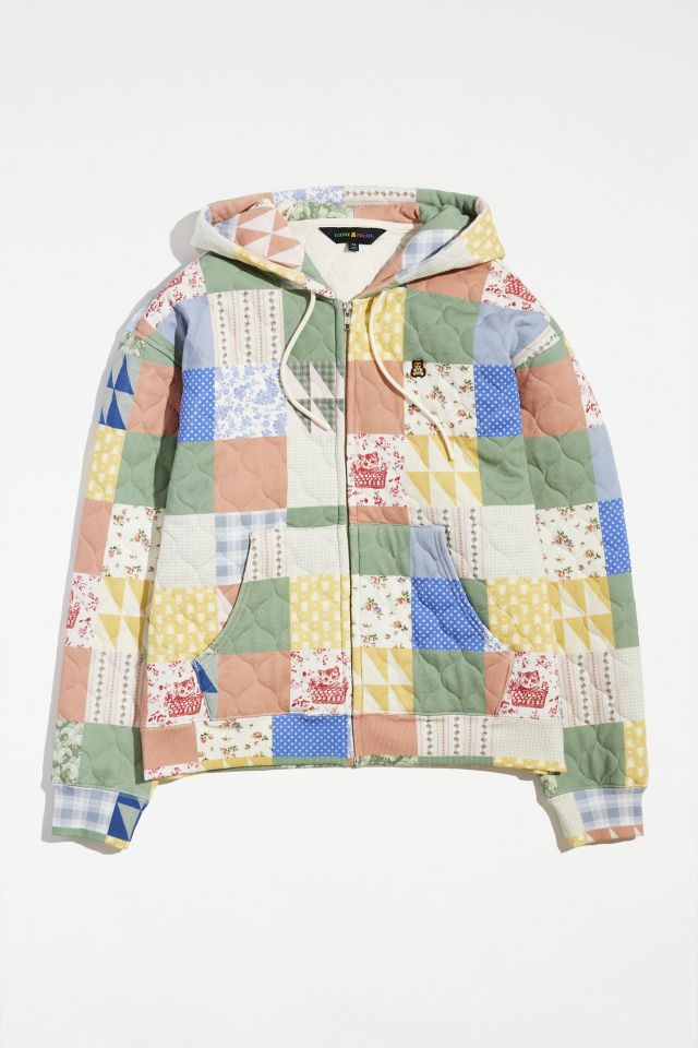 Teddy Fresh Unisex Quilted/Floral Print Hoodie White Multicolor Size - XS
