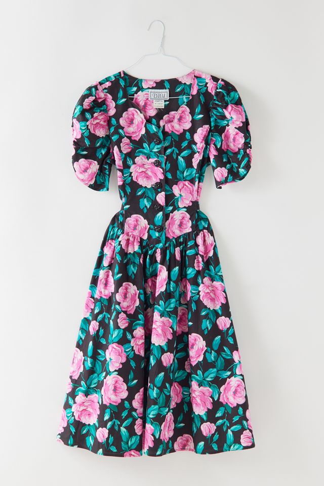 vintage floral dresses Lilac Meadow Swing Dress - Small 30 40 L 38 Vintage Betsey Johnson Silk Floral