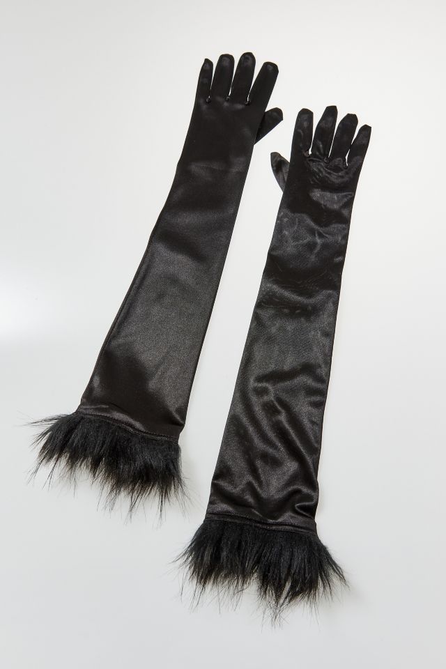Longs gants opéra en satin et fausse fourrure Ravi #1