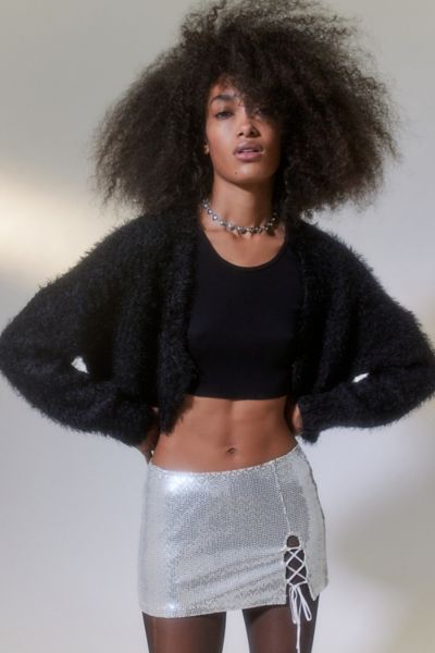 Cropped 2025 fuzzy cardigan