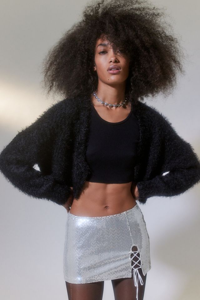 Fluffy on sale cardigan cropped