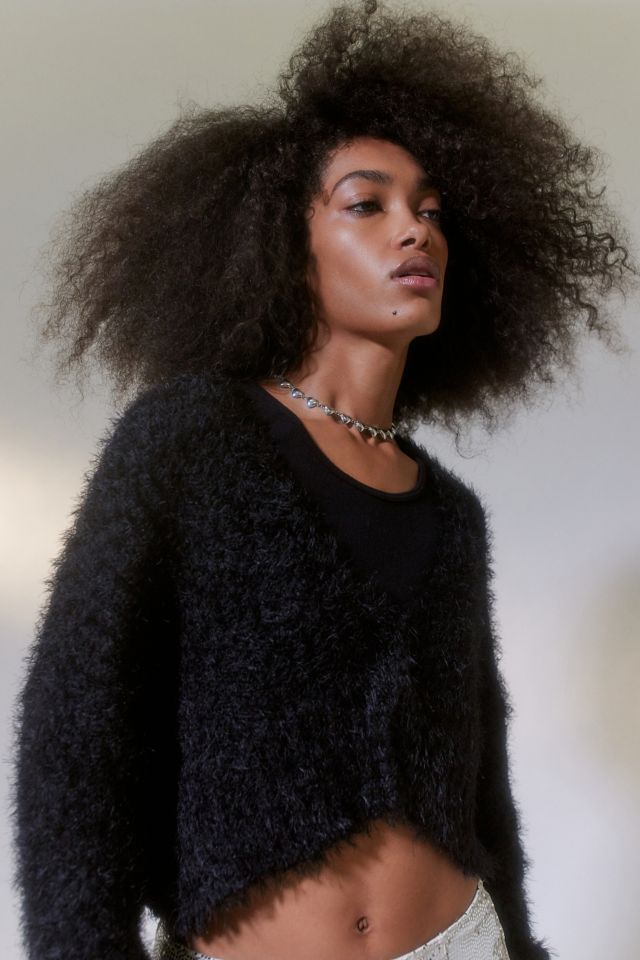 Black fuzzy outlet sweater