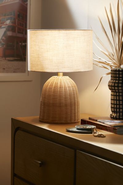 Urban Outfitters Stella Rattan Table Lamp In Natural