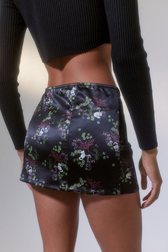 Mini-jupe en satin imprimé à lacets UO Blossom #2
