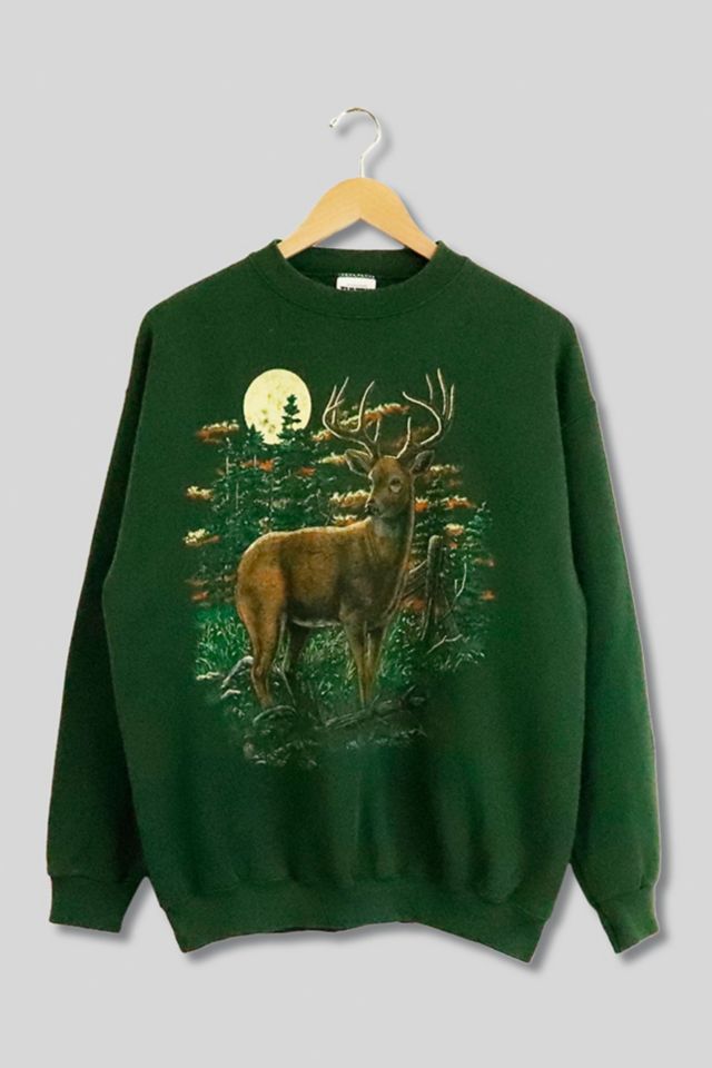 Vintage Deer In Forest Crewneck Sweatshirt Urban Outfitters