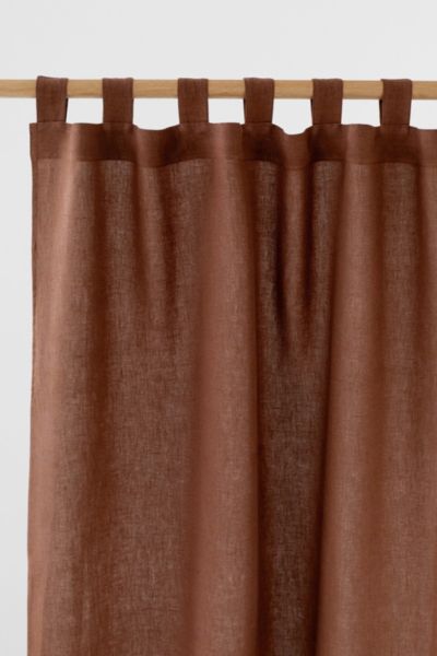 Magiclinen Tab Top Linen Curtain Panel In Chocolate Brown At Urban Outfitters