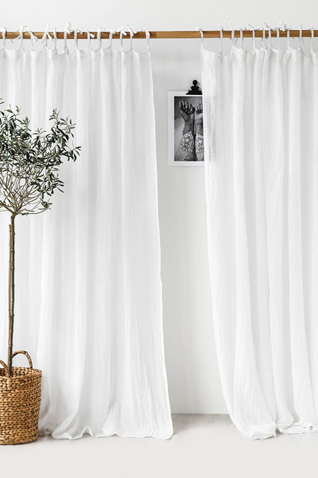 MagicLinen Tie Top Linen Curtain Panel #1
