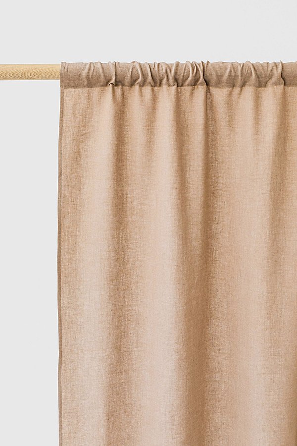 Magiclinen Rod Pocket Linen Curtain Panel In Latte At Urban Outfitters In Neutral