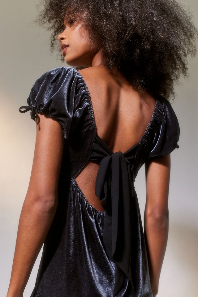 UO Claudette Velvet Babydoll Dress #4