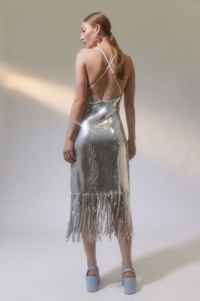 Glamorous Sequin Fringe Midi Dress #1