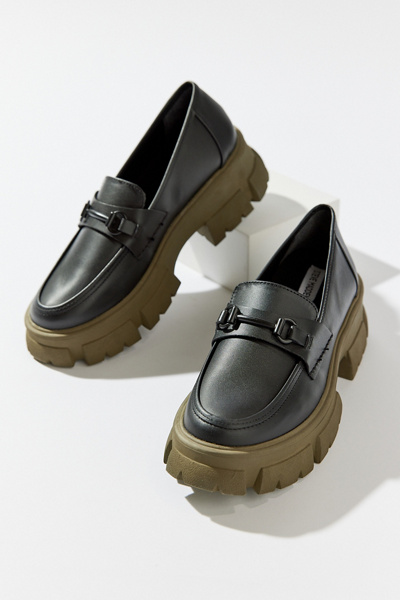 Steve Madden Trifecta Black and Olive Leather Platform lug sole Loafers Size 8 Steve Madden Trifecta Loafer In Black In Black & Olive - 44  main image 4