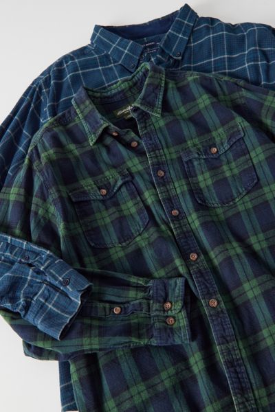 Upcycled Flannel Shirt Men's Size S With Pre-owned Green 