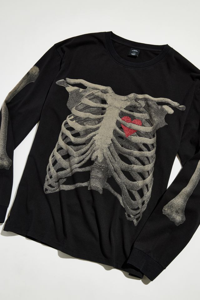 Skeleton Glitter Heart Long Sleeve Tee #1