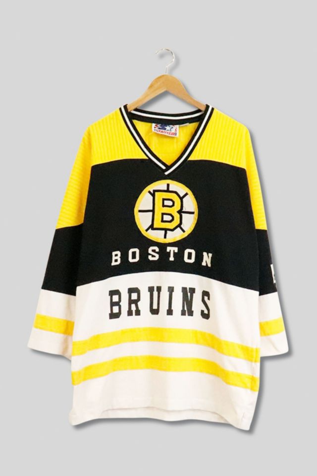 CargoThrifts Vintage 1990s Boston Bruins Starter NHL Hockey Double Sided Graphic Shirt / Made in USA / Size Large