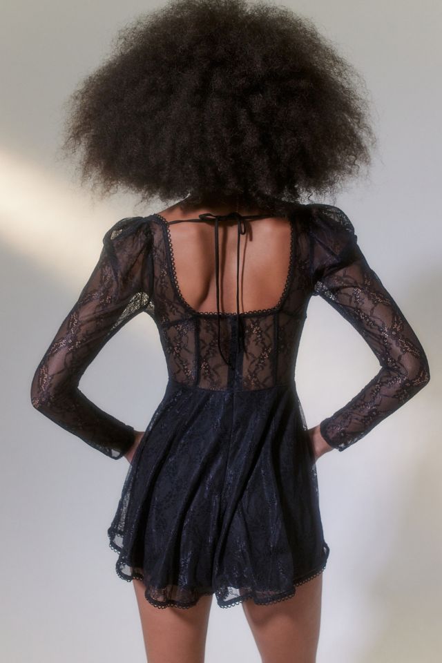UO Leah Semi-Sheer Lace Romper #4