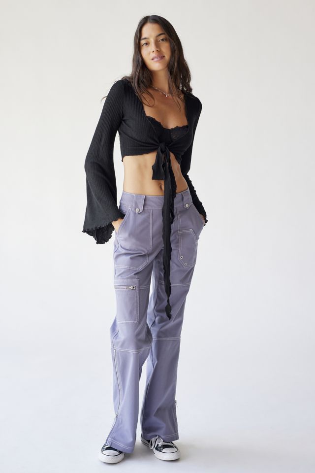 UO Daisy Ribbed Tie-Front Top #2