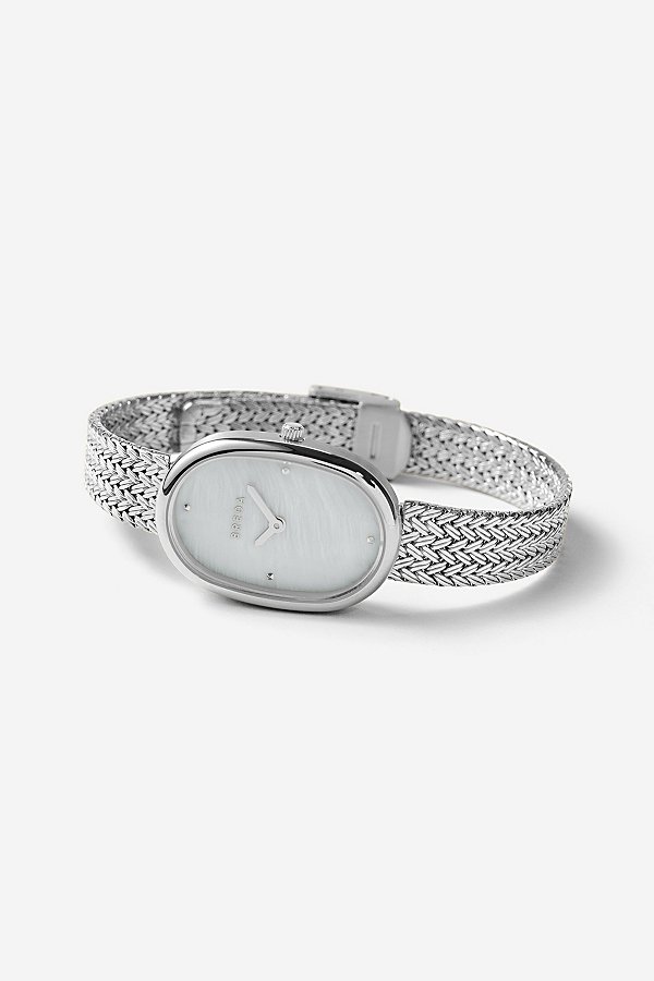 Breda Jane Tethered Mesh Bracelet Analog Quartz Watch In Silver