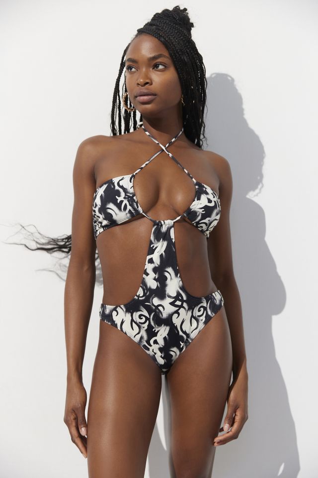 Leopard Fuller Bust Tie Cut Out Swimsuit