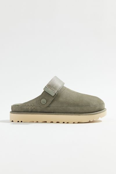Shop Ugg Goldenstar Suede Clog In Moss Green
