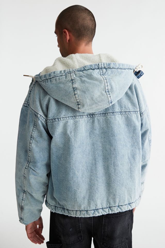 BLUER/BLR】DAMAGED WORK DENIM HOOD JACET BDG River Hooded Denim