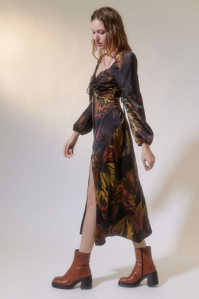 UO Kitty Printed Puff Sleeve Midi Dress #3