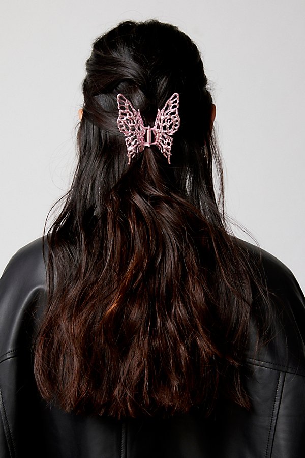 Urban Outfitters Charley Metal Butterfly Claw Clip In Pink
