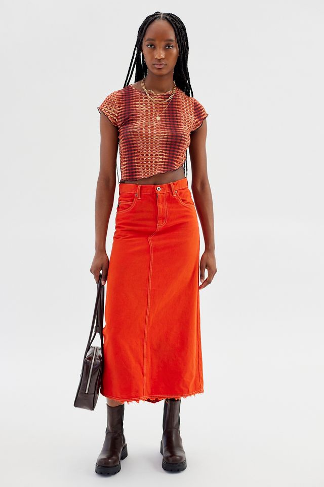 Urban Renewal Remade Overdyed Denim Maxi Skirt Urban Outfitters